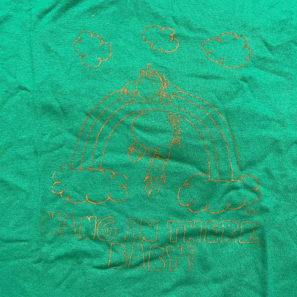 Unicorn "Hang In There Baby" Green Tee - Youth L - Picture 3 of 5